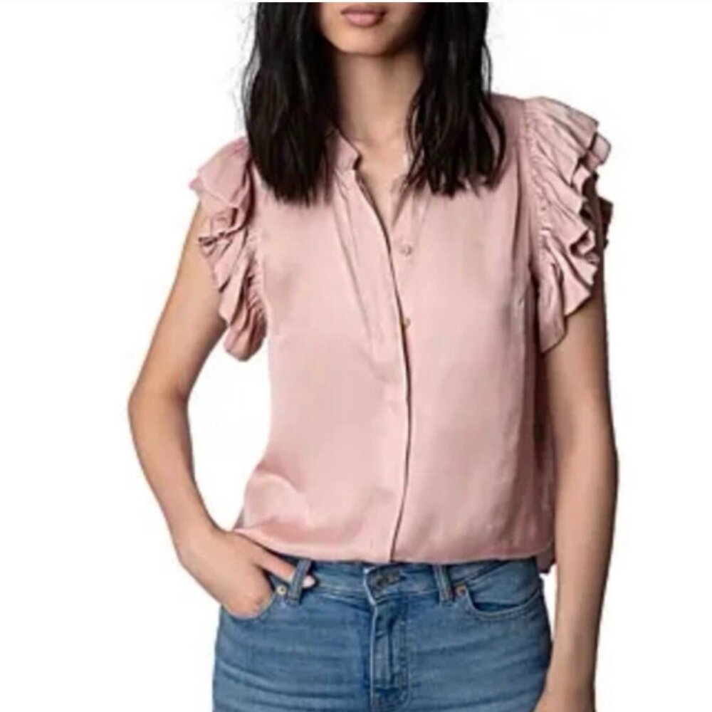 Zadig & Voltaire Tiza Ruffled Sleeve Top XS